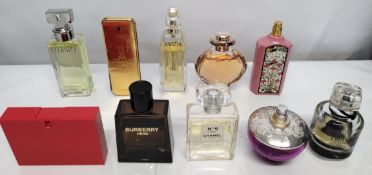 Thirty perfumes/testers and related to include Mugler, Givenchy, Versace, Gucci and more! (please no