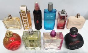 Fifty perfumes/testers and related to include DKNY, Jennifer Lopez, Cerruti, Britney Spears and more