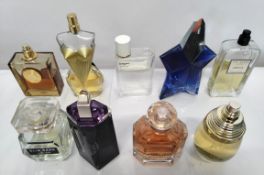 Thirty perfumes/testers and related to include Burberry, Guerlain, Versace, Mugler and more! (please