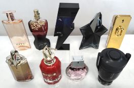 Thirty perfumes/testers and related to include Lancome, Mugler, Jean Paul Gaultier, Ralph Lauren and