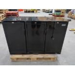 Preowned Polar GL017-02 triple solid door black back bar chiller.