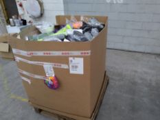 A pallet of assorted corporate stock including clothing, accessories and related.