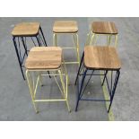 Five preowned Metal Framed Stools.