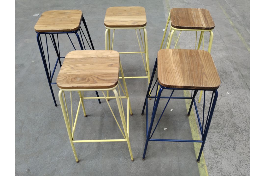 Five preowned Metal Framed Stools.