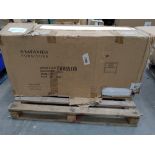 As new Safavieh EUH6517A elm wood gazebo sideboard in medium oak finish. 116 x 38 x 86.4 cm. Boxed.