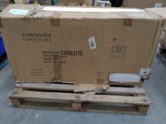 As new Safavieh EUH6517A elm wood gazebo sideboard in medium oak finish. 116 x 38 x 86.4 cm. Boxed.