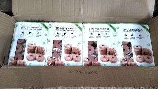 Thirty eight sets of as new organic Cedar rings (24 pack), for fresh smelling clothes and lines, moi