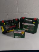 A Bosch easy impact 18v-40 drill, Bosch 91 tin tlg/pcs and Bosch IXO7 cordless screwdriver.