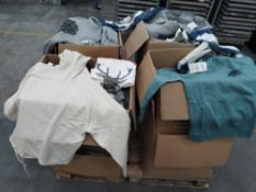 Eight boxes of assorted illustrate clothing, various designs, various sizes.
