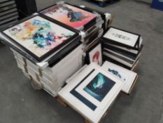 Eighty wooden picture frames, some used, some new, various sizes including, 34x43cm, 35x46cm, 45x62c