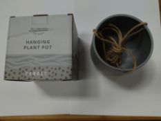 One hundred and fifty-six as new Illustrate hanging plant pots. Pebble grey colour. Boxed. 13 cases