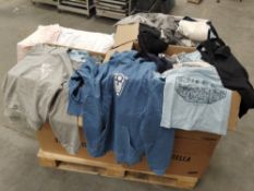 Eight boxes of assorted illustrate clothing, various designs, various sizes.