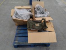 Three boxes of as new illustrate Duffle bags, vegan leather, green. *approximately 42 bags in total.