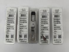 Five as new Cisco CVR-QSFP-SFP10G Adapter Module, (882658558696). *Some damage to packaging.