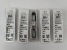 Five as new Cisco CVR-QSFP-SFP10G Adapter Module, (882658558696). *Some damage to packaging.