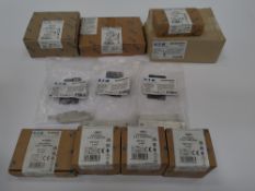 Eleven Eaton items to include 1x NITD20, 550V 20AMP Pack of 20, 1x CEO100 500V 100AMP, Pack of 10, 3