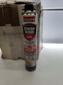 Twelve Soudal Soudabond Easy gun grade adhesive foam, 750ml (Exp: 04/28).