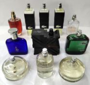 Thirty perfumes/testers and related to include Burberry, Ralph Lauren, Ben Sherman, Boss and more! (