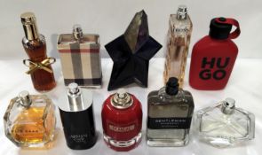 Thirty perfumes/testers and related to include Boss, Mugler, Jean Paul Gaultier, Givenchy and more!