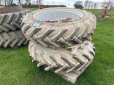 Pair Rekord 13.6/12-38 dual wheels and tyres