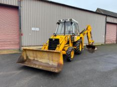 JCB 3cx.4 4wd backhoe digger with Strimech Q-Fit headstock, front bucket and 5ft rear ditching bucke