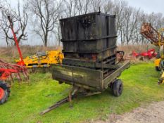 Single axle trailer with metal fuel tank and manual pump, 6ft x 8ft on 24x7.7 wheels and tyres