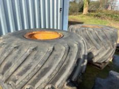 Pair 66x 43.00-25 Terra tyres with Massey Ferguson centres