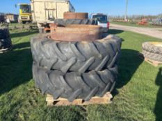 Pair Stocks 18.4R38 dual wheels and tyres with clamps