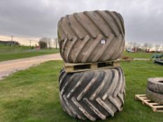 Pair Goodyear 600x43.00-256 terra tyres, 8 stud