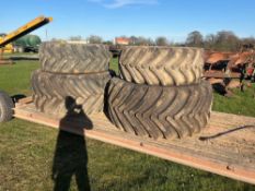 Set BKT 800/65R32 front and 540/65R28 rear flotation wheels and tyres   nb: trailer not included