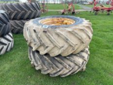 Pair Goodyear 18.4/15-26, 8 stud wheels and tyres