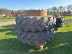 Pair Stocks 20.8R42 dual wheels and tyres with clamps