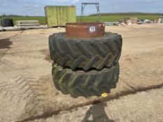 Pair Pirelli 480/70R30 dual wheels and tyres, no clamps