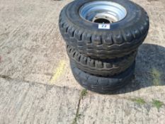 Pair 11.5/80R15.3 6 stud wheels and tyres with single 14.0/65-16 wheel and tyre