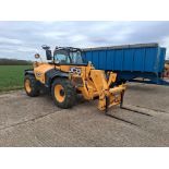 2015 JCB 533.105 Loadall with stabilising legs and pallet tines on BKT15.50/80R24 wheels and tyres.