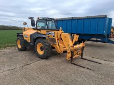 2015 JCB 533.105 Loadall with stabilising legs and pallet tines on BKT15.50/80R24 wheels and tyres.