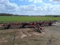 Kongskilde 9.3m hydraulic folding spring tine cultivator with rear levelling harrow
