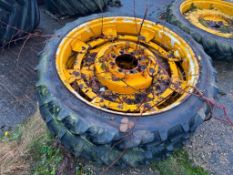 Pair Taurus 230/95R48 row crop wheels and tyres, 8 stud