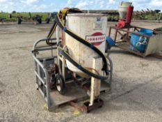 Jonsered shot blasting pot c/w pipes & helmets, on forklift stillage