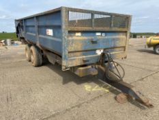 1990 AS Marston 10t twin axle root trailer with hydraulic tailgate and grain chute on 15.0/70-18 whe