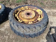 Pair Taurus 230/95R48 row crop wheels and tyres, 8 stud