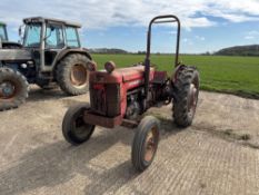 Massey Ferguson 65 2wd diesel tractor with roll bar and linkage on 6.00-19 front and 12.4R36 rear wh