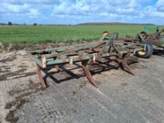 Massey Ferguson Superflow 7 leg chisel plough with rear depth wheels, linkage mounted