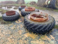 Set Goodyear 16.9/30 front and Olympic 20.8/42 rear dual wheels and tyres