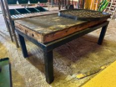 Metal work bench with wooden top