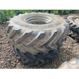 Pair 530-610/21.3-24/P wheels and tyes, 8 stud, suited to Massey Ferguson 6480