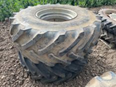 Pair 530-610/21.3-24/P wheels and tyes, 8 stud, suited to Massey Ferguson 6480