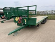 2017 Bailey 32ft tri-axle flat bed trailer, strap box, air brakes, WABCO LSV, sprung drawbar on Doub