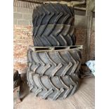 Pair Continental 710/70R38 rear and 600/65R28 front wheels and tyres
