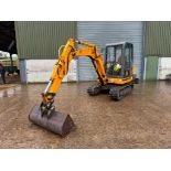 1996 JCB 804 rubber tracked 3.3t excavator with front blade and quick hitch, 14" tracks, 9", 12", 2f